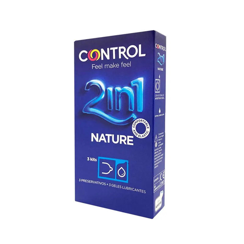 Preservativo 2en1 Nature + Gel lubricante Control - Cont 3 unidades