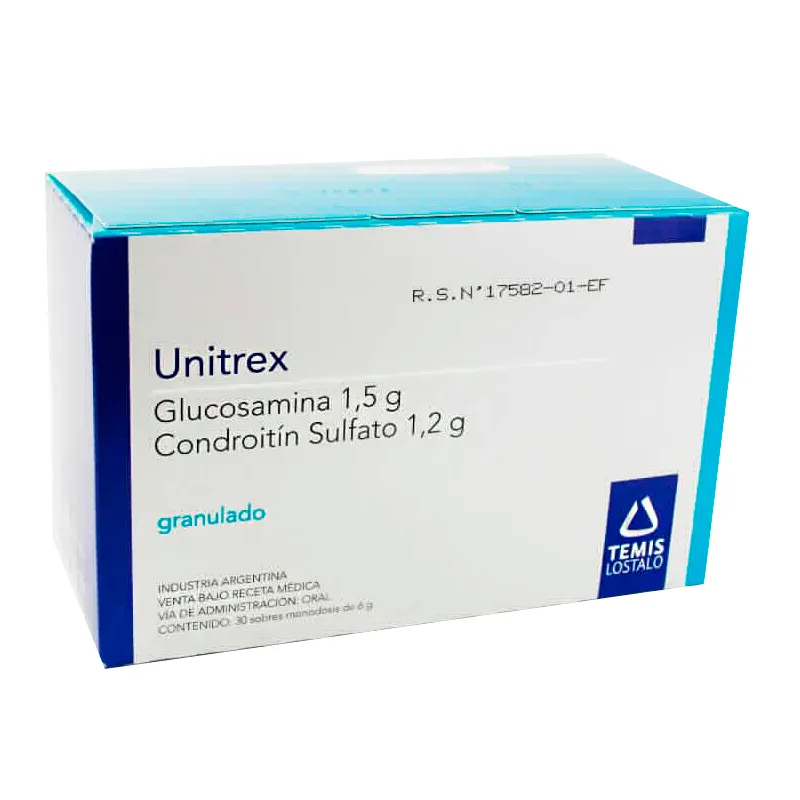 Unitrex Glucosamina 1,5gr Condroitín Sulfato 1.2gr granulado - Cont. 30 sobres monodosis de 6g