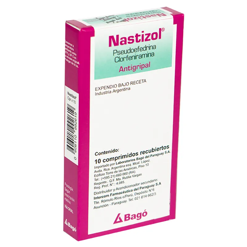 Nastizol Pseudoefedrina Clorfeniramina - Caja de 10 comprimidos recubiertos