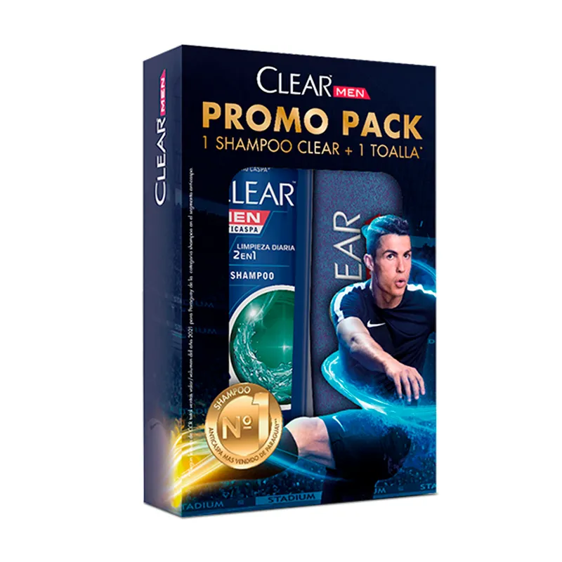 Promo Pack Shampoo Limpieza Diaria 2 en 1 Clear Men Anticaspa 400mL + Toalla de Regalo