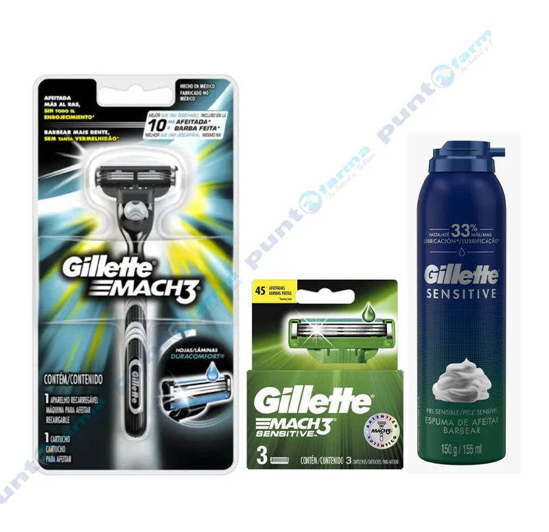 Pack Gillette Mach 3
+ Espuma Sens 150 g