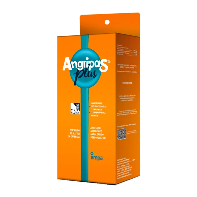 Angripas Plus NF - Cont. 25 blíster de 4 cápsulas