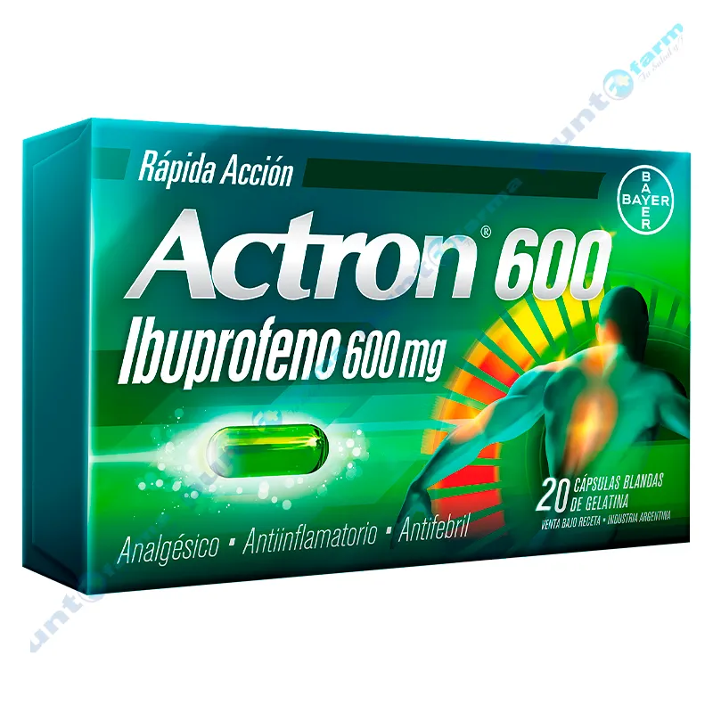 Actron 600 Ibuprofeno 600 mg - Cont. 20 Cápsulas.