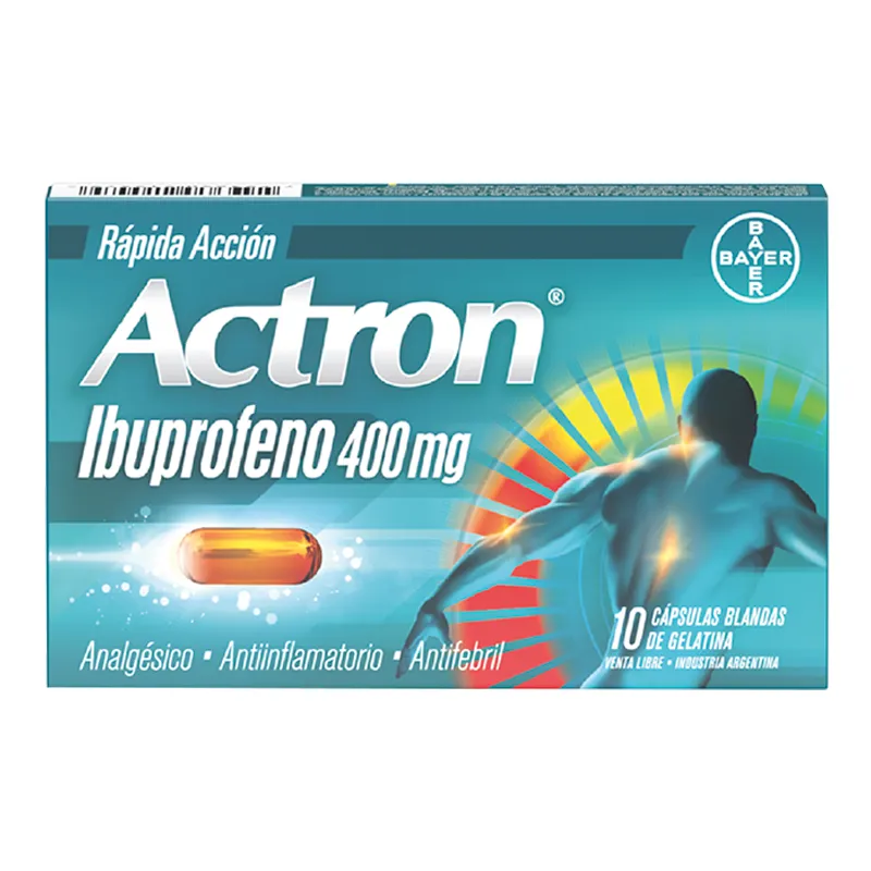 Actron Ibuprofeno 400 mg - Cont. 10 Cápsulas.