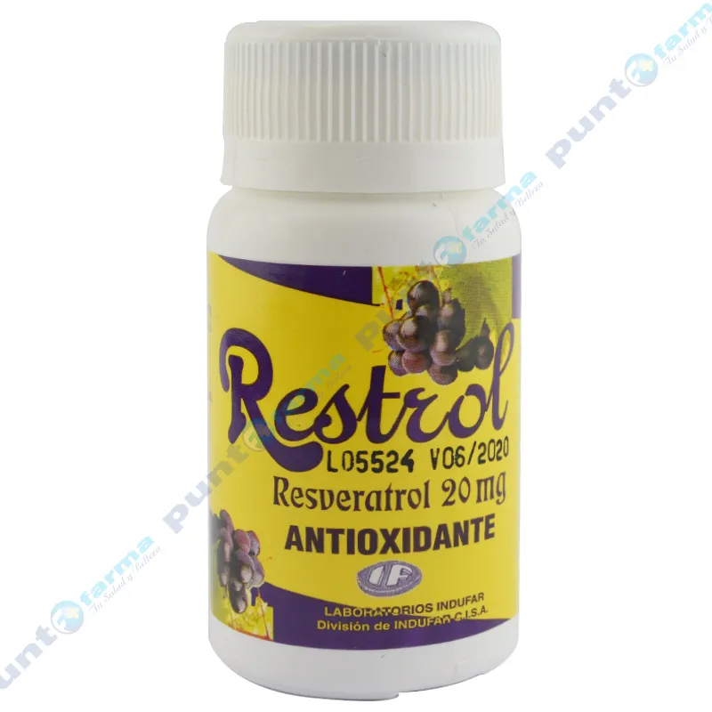 Antioxidante Restrol 20 mg - Cont. de 60 cápsulas