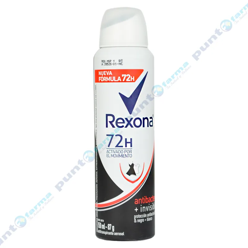Antitranspirante Antibacterial + Invisible Rexona - 150 mL