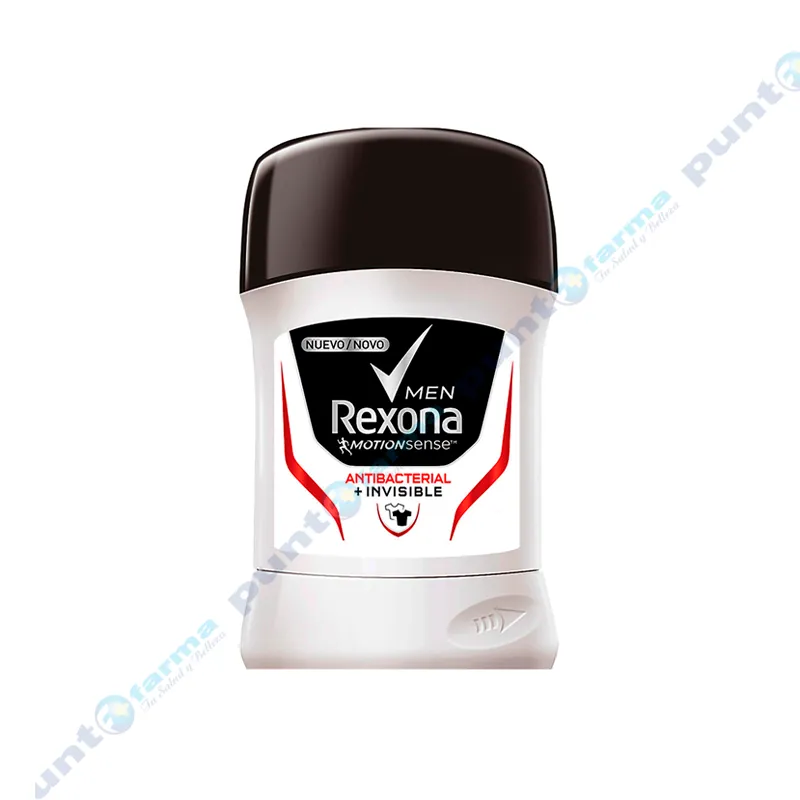 Antitranspirante en barra Antibacterial + Invisible Men Rexona - 50gr