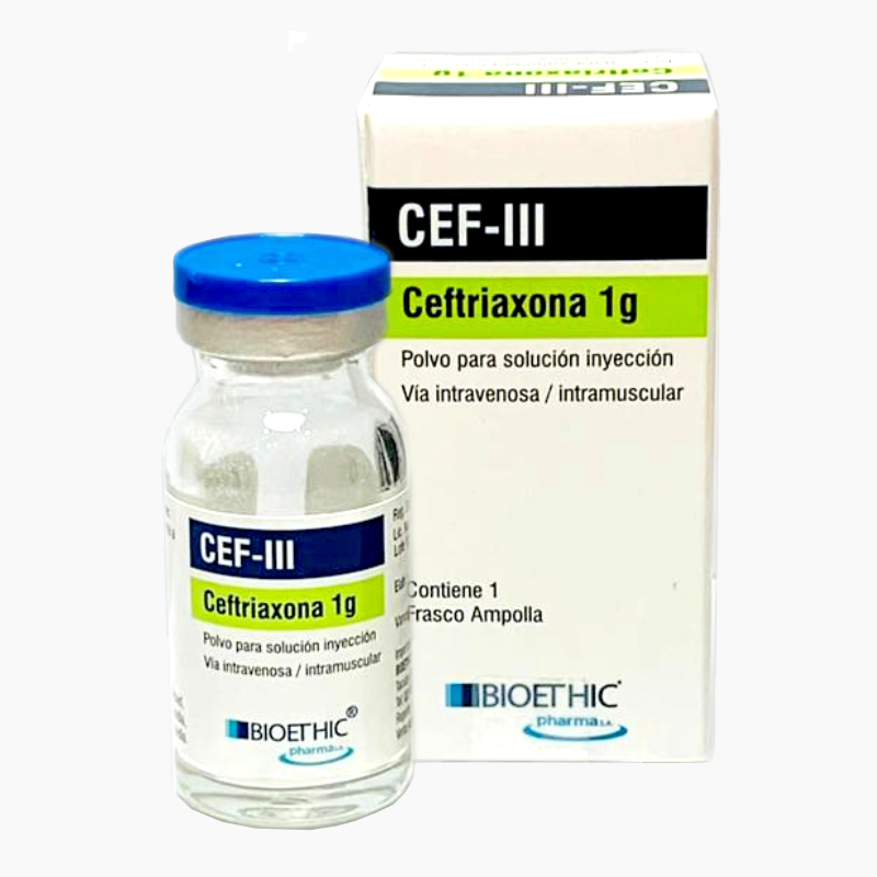 CEF-III Ceftriaxona 1g - Contiene 1 Frasco Ampolla