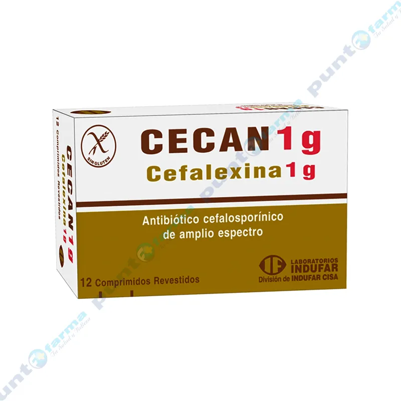 Cecan 1 g Cefalexina 1 g - Contiene 12 comprimidos.