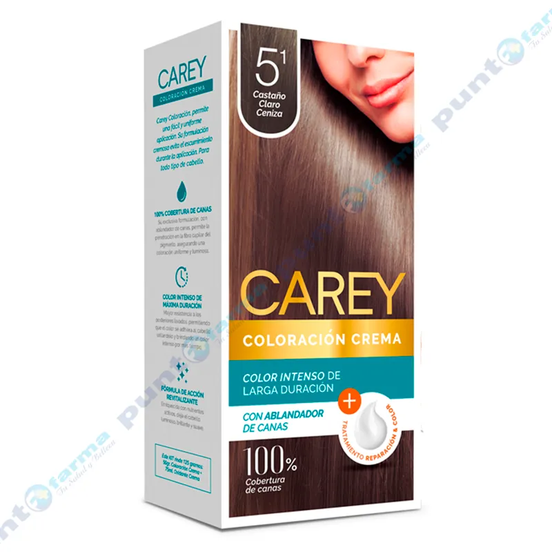 Coloración Crema Castaño Claro Ceniza Nro 5.1 Carey