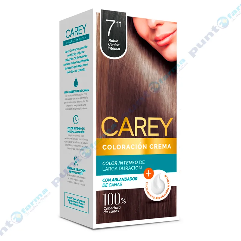 Coloración Crema Rubio Ceniza Intenso Nro 7.11 Carey