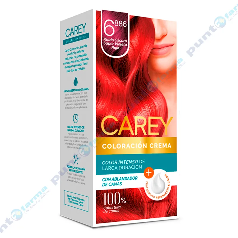 Coloración Crema Rubio Oscuro Super Violeta Rojo Nro 6886 Carey