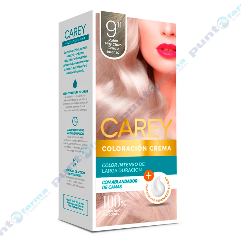 Coloración Crema Rubio muy Claro Ceniza Intenso Nro 9.11 Carey