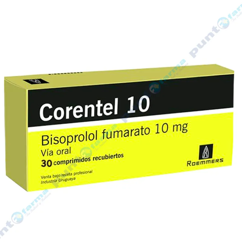 Corentel 10 Bisoprolol Fumarato 10 mg - Caja de 30 comprimidos recubiertos