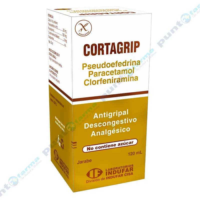 Cortagrip Pseudoefedrina Paracetamol Clorfeniramina - 120 mL.