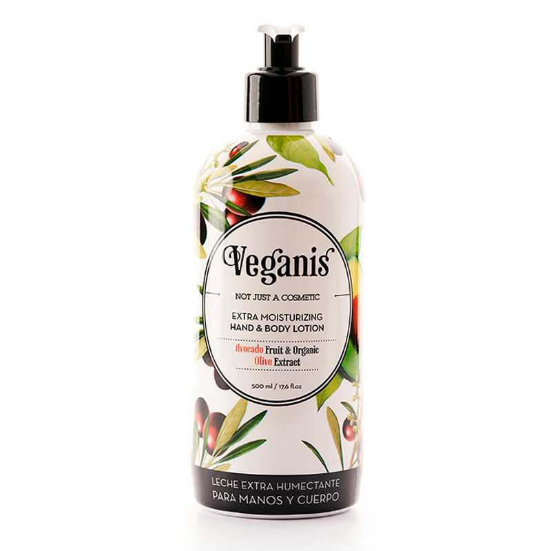 Crema Humectante para Manos y Cuerpo Palta y Oliva Veganis - Frasco de 500ml