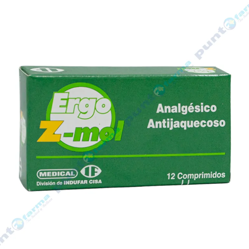 Ergo Z-mol  Analgésico Antijaquecoso  -Caja de 12 Comprimidos.