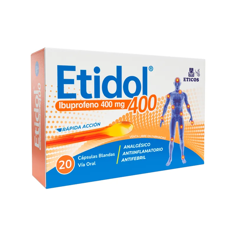 Etidol 400 Ibuprofeno 400 mg - Cont. 20 cápsulas blandas