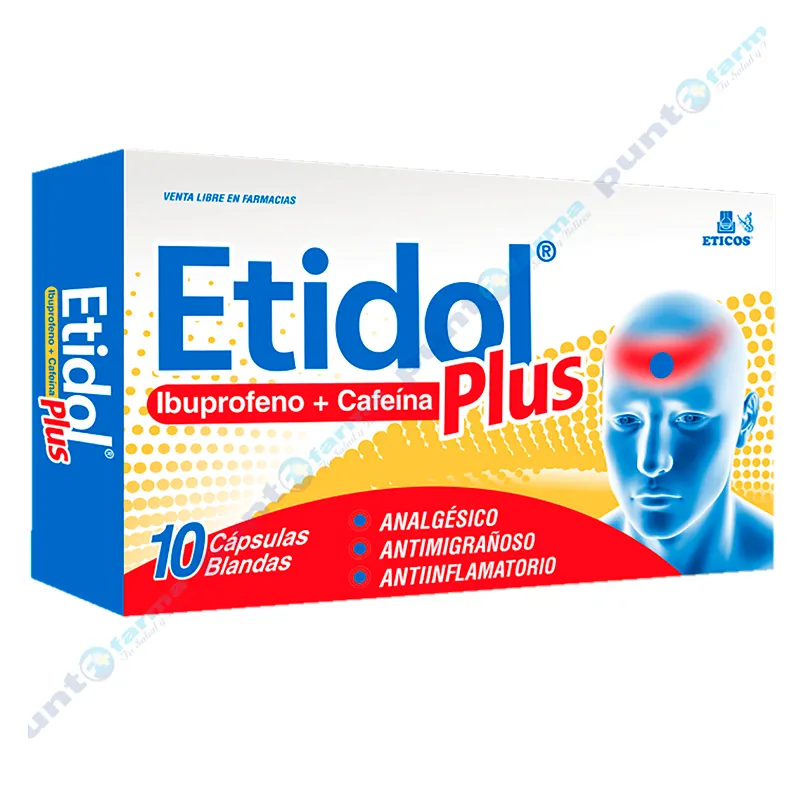 Etidol Plus Ibuprofeno + Cafeína - Caja de 10 cápsulas