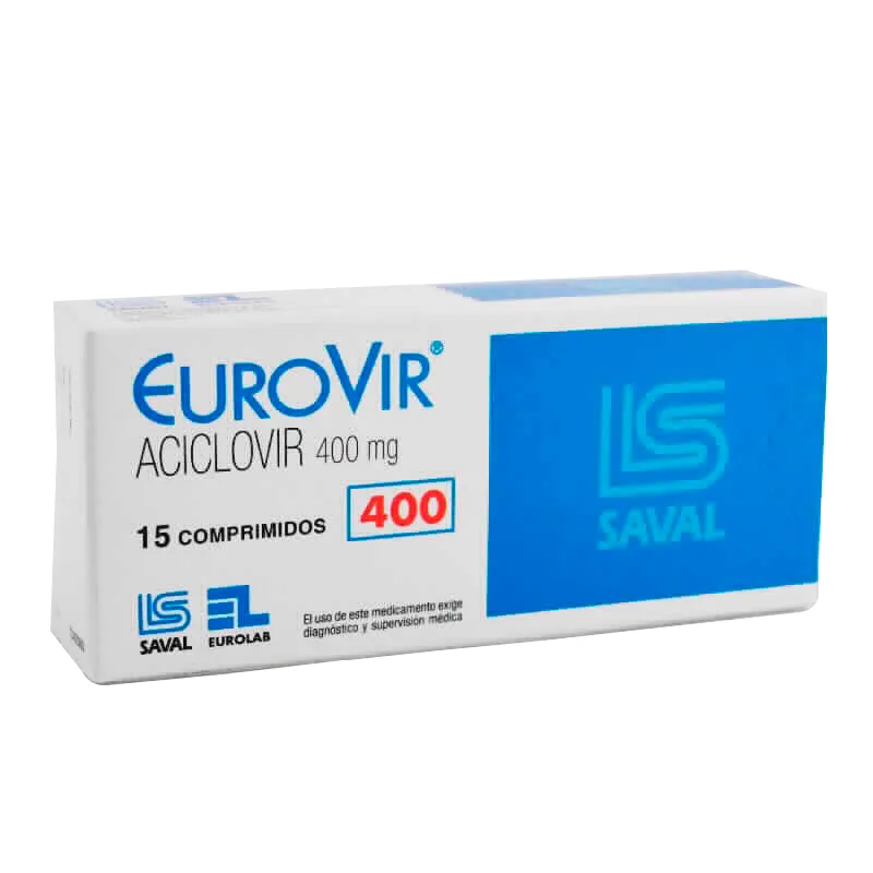 EuroVir aciclovir 400mg - Caja de 15 comprimidos