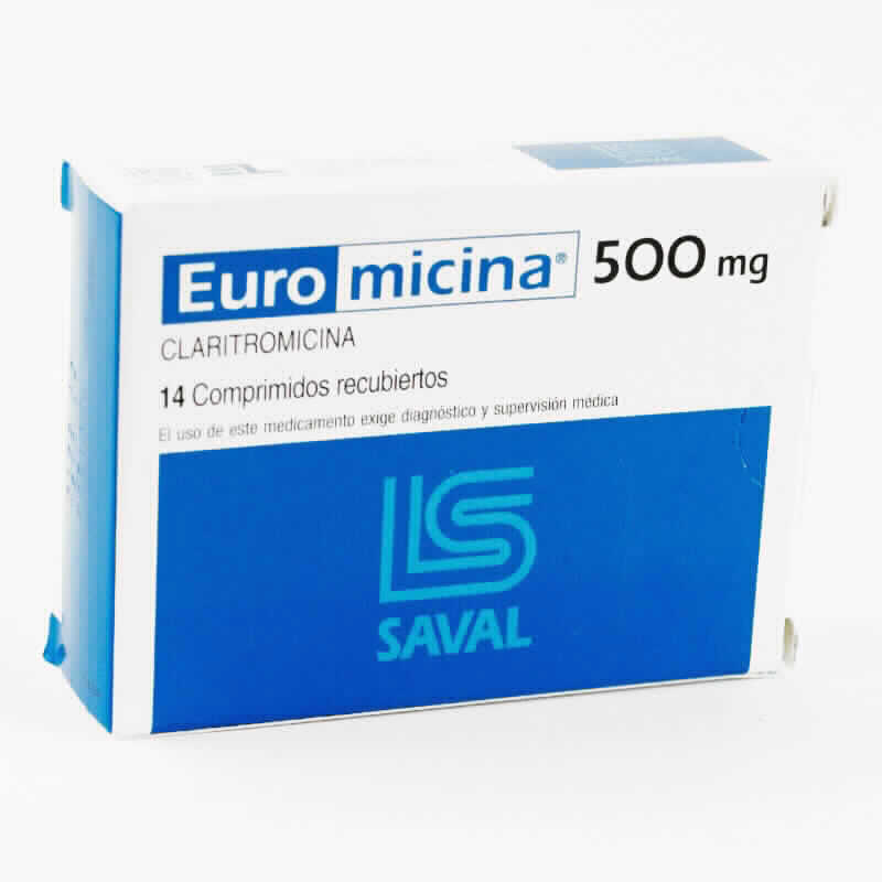 Euromicina 500 mg Claritromicina - Caja de 14 comprimidos