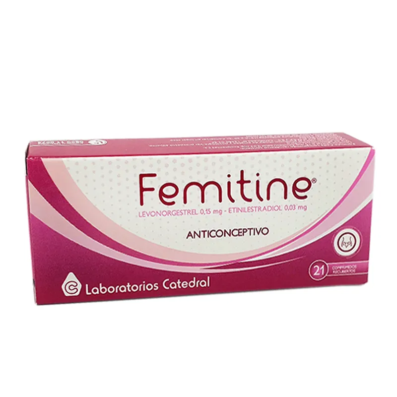 Femitine Levonorgestrel 0,15 mg Etinilestradiol 0,03 mg - Caja de 21 comprimidos recubiertos