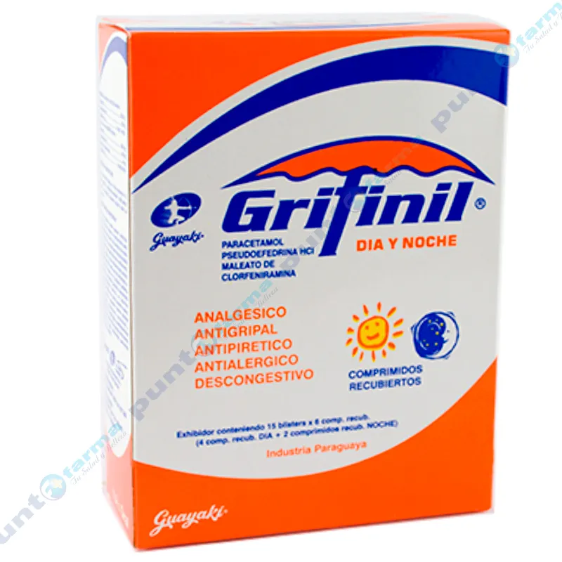 Grifinil Dia y Noche Paracetamol - Cont. 15 blisters de 6 comprimidos recubiertos