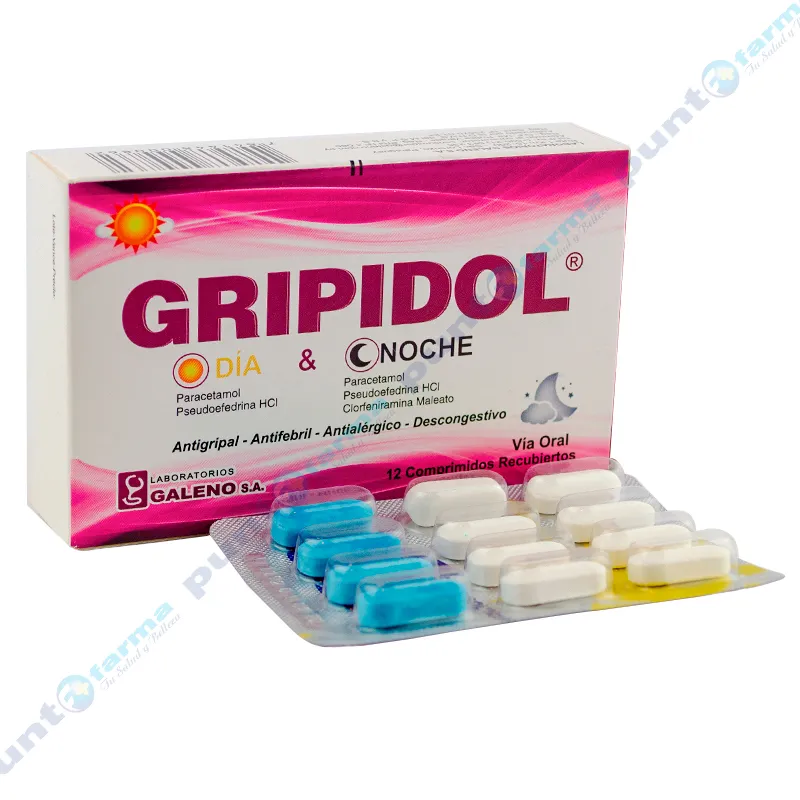 Gripidol Día y Noche - Caja de 12 comprimidos recubiertos