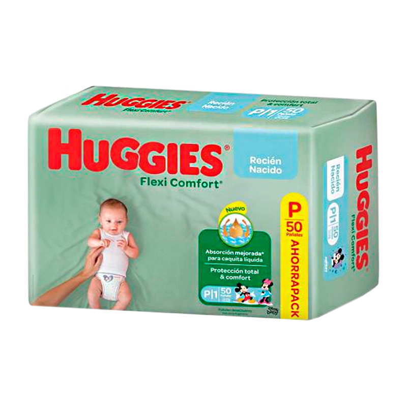 Huggies Flexi Confort Recien Nacido Talle P - Cont 50 Unidades