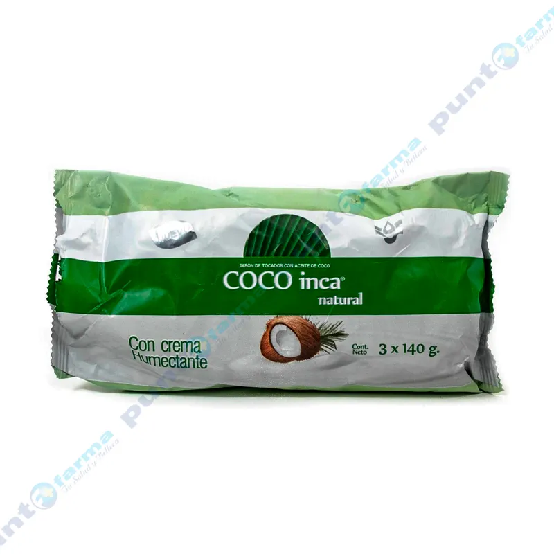 Jabon de Tocador con crema hidratante Coco Inca natural - Cont. 3 unidades de 140 gr