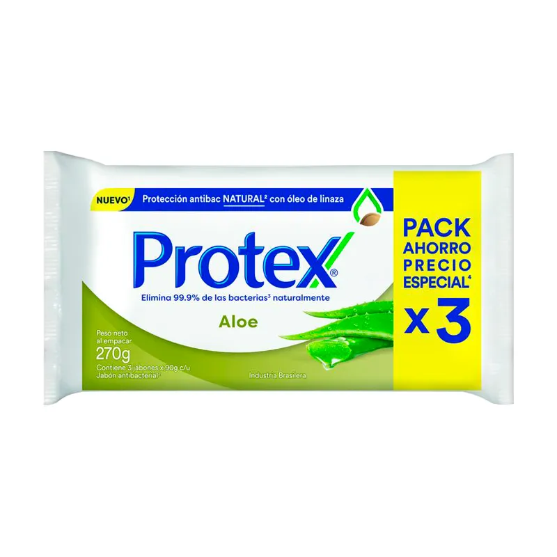 Jabón en Barra Aloe Vera Protex - Cont. 3 unidades de 90 gr.