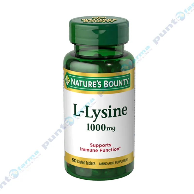 L-Lisina 1000 mg Natures Bounty - Frasco de 60 comprimidos recubiertos