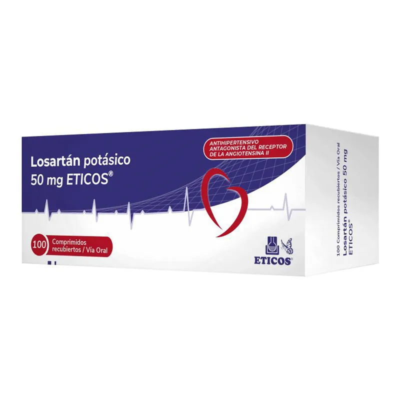 Losartán Potásico 50 mg - Cont. 100 comprimidos recubiertos