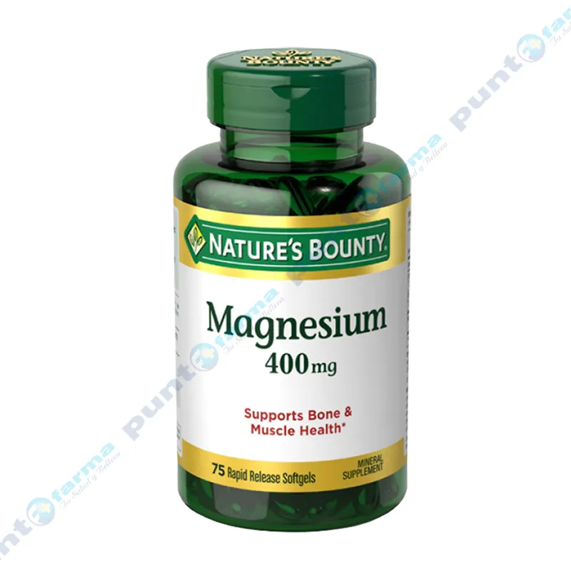 Magnesio 400mg Natures Bounty - Frasco de 75 cápsulas