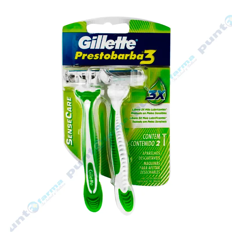 Maquina de Afeitar Prestobarba 3 Sense Care Gillette - Cont. 2 unidades