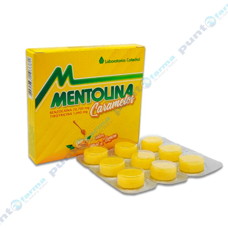 Mentolina Caramelos sabor Miel y Limon - Caja de 9 Caramelos