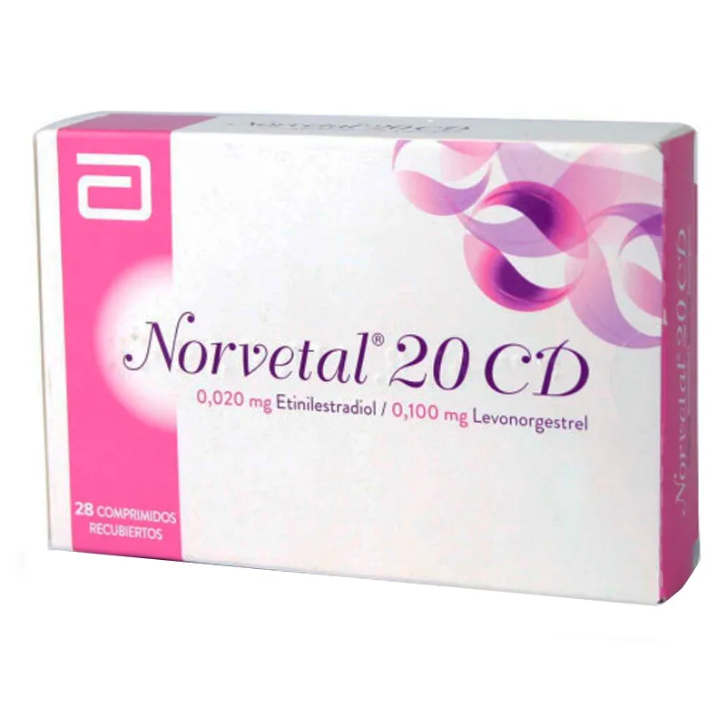 Norvetal 20 CD Etinilestradiol 0,020 mg Levonogestrel 0,100mg - Cont. 28 comprimidos