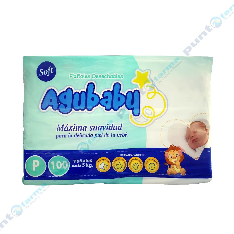 Pañal Soft Pequeño Agubaby - 100 unidades