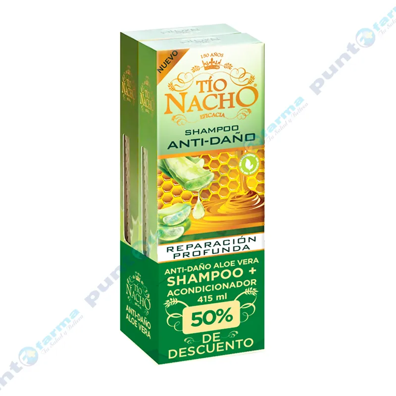 Pack Aloe Vera Antidaño Shampoo + Acondicionador Tio Nacho - 830 mL
