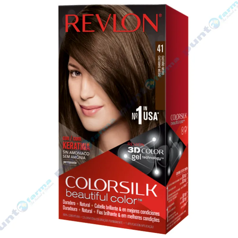 Tinte Permanente Líquido Revlon Colorsilk Castaño Mediano Tono 41