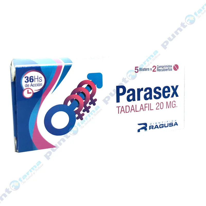 Parasex Tadalafil 20 mg - Caja por 5 blíster por 2 comprimidos