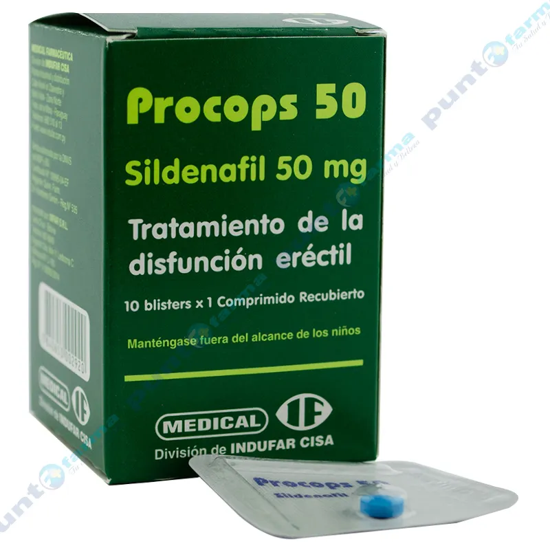 Procops Sildenafil 50 mg - Caja de 10 blisters de 1 comprimido