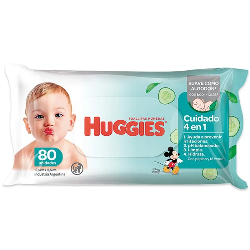 Toallitas Húmedas con Pepino y Té Verde Huggies - Cont 80 unidades