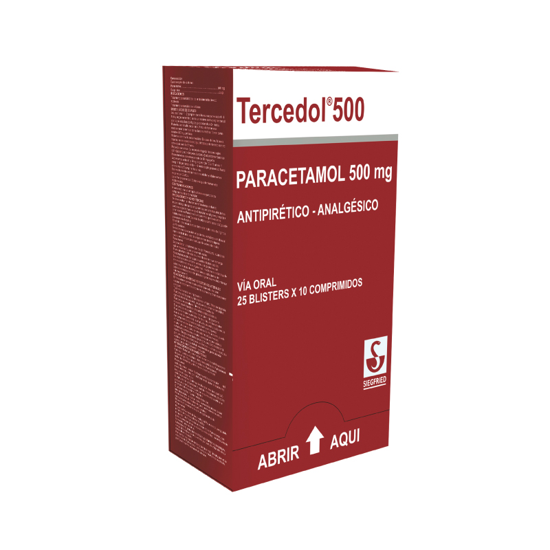 Tercedol Paracetamol 500mg - Cont. 25 blisters de 10 comprimidos
