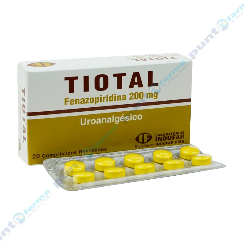 Tiotal Fenazopiridina 200 mg - Contiene 20 comprimmidos.