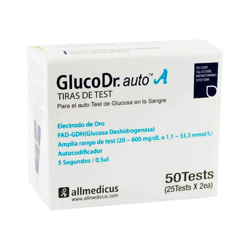 Tiras de Test Gluco Dr. auto A - Caja de 50 test