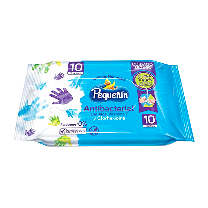 Toallitas Húmedas Antibacterial Pequeñín - Cont 10 unidades