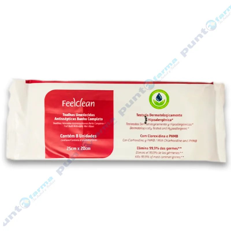 Toallitas Húmedas Clorhexidina Feelclean - Cont. 8 unidades