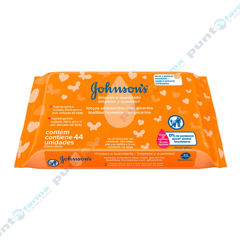 Toallitas Húmedas Limpieza y Suavidad Johnson's - Cont 44 unidades