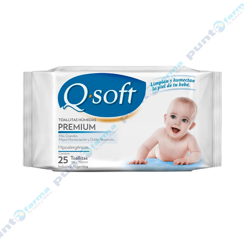 Toallitas Húmedas Q-Soft Hipoalergénicas - Cont 25 unidades